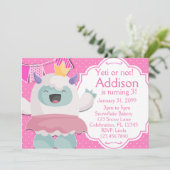 Schneeprinzessin Yeti Girls Geburtstag Einladung (Stehend Vorderseite)