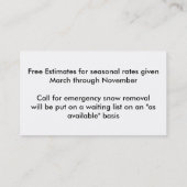 Schneeräumung-Schablone mit Schneemann Visitenkarte (Rückseite)