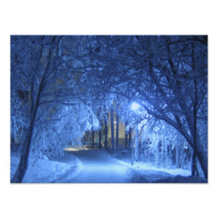 Schneereiche Winternacht Fotodruck