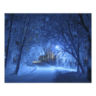 Schneereiche Winternacht Fotodruck