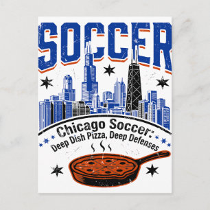 Schneereicher Chicago-Winter und Deep-Dish-Pizza Postkarte