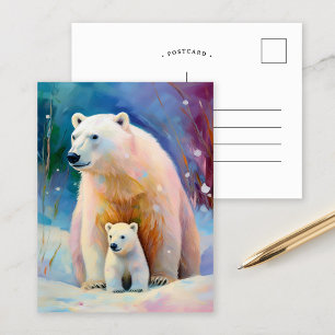 Schneereicher Winter Eisbären Moderne Kunst Postkarte