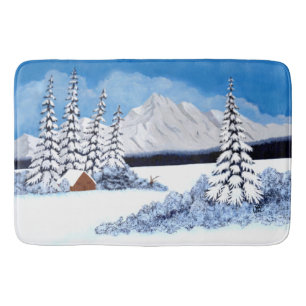 Schneereicher Winter Hell Badematte