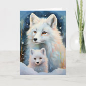 Schneereicher Winter Polarfuchs Moderne Kunst Karte (Vorderseite)