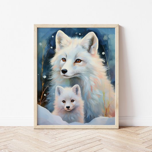 Schneereicher Winter Polarfuchs Moderne Kunst Poster