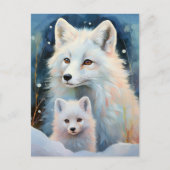 Schneereicher Winter Polarfuchs Moderne Kunst Postkarte (Vorderseite)