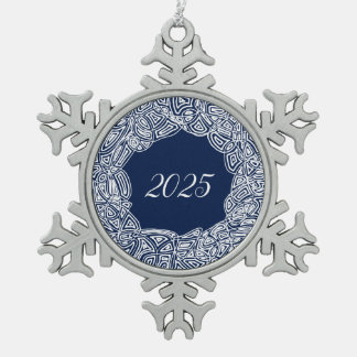 Schneereiches Jahr Schneeflocken Zinn-Ornament