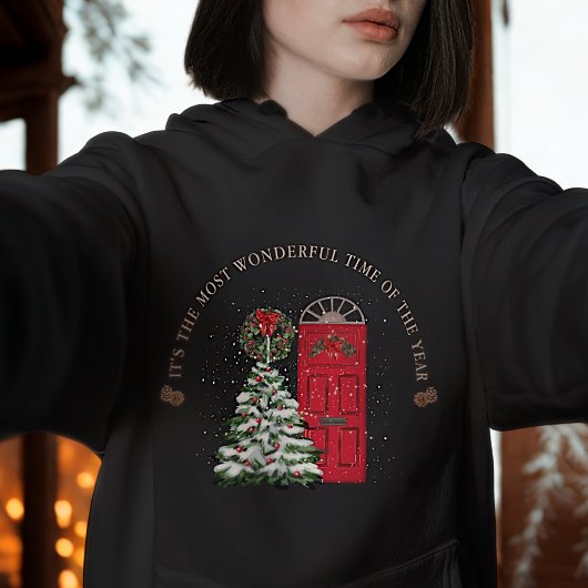 Schneerot Grüne Wasserfarbe Niedlicher Weihnachtsb Hoodie