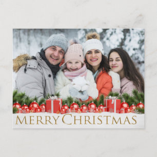 Schneerote Pakete Frohe Weihnachten Winterliche Fo
