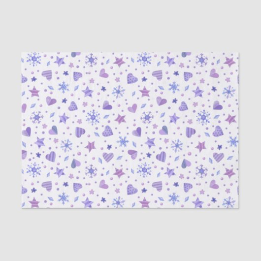 SCHNEESCHÄDEN MIT LILA STERNEN SEIDENPAPIER (Vorderseite)