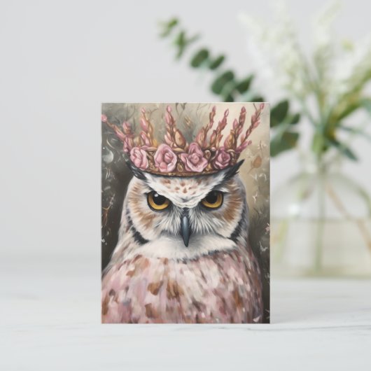 Schneeschale mit einer Kronen- und rosa Blume Postkarte (Stehend Vorderseite)