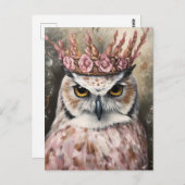 Schneeschale mit einer Kronen- und rosa Blume Postkarte (Vorne/Hinten)