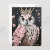 Schneeschale mit goldener Krone und rosa Blume Postkarte (Vorne/Hinten)