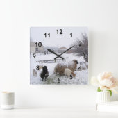 Schneeschauen Quadratische Wanduhr (Zuhause)