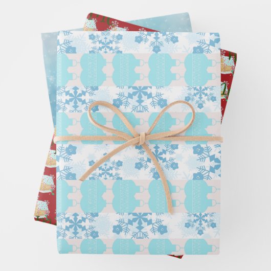 Schneeschleuder und Lebkuchthaus Geschenkpapier Set (Beispiel)