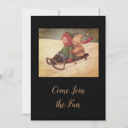 Schneeschliefen für Kinder Einladung (Vorderseite)