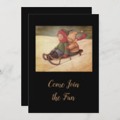 Schneeschliefen für Kinder Einladung (Vorne/Hinten)