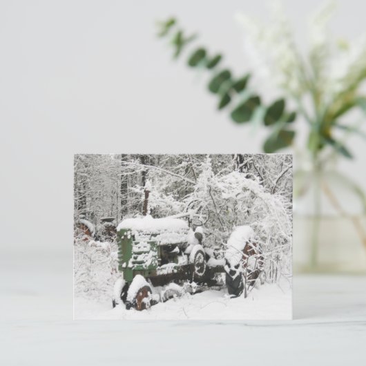 Schneeschlitten Feiertagspostkarte (Stehend Vorderseite)