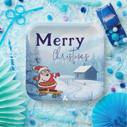 Schneeschlitten Pappteller (Party)