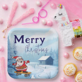 Schneeschlitten Pappteller (Party)