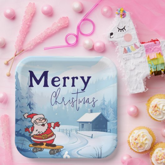 Schneeschlitten Pappteller (Party)