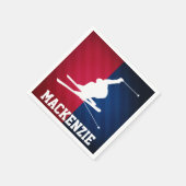 Schneeschlitten; Rot, Weiß und Blau Serviette (Ecke)