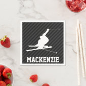 Schneeschlitten; Schwarz/Dunkelgrau Streifen Serviette (Beispiel)