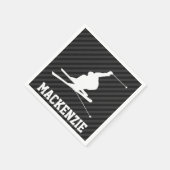 Schneeschlitten; Schwarz/Dunkelgrau Streifen Serviette (Ecke)