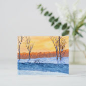 Schneeschlitten - Wintersonnenoptik Postkarte (Stehend Vorderseite)