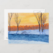 Schneeschlitten - Wintersonnenoptik Postkarte (Vorne/Hinten)