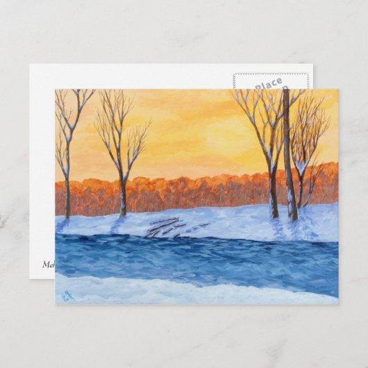 Schneeschlitten - Wintersonnenoptik Postkarte (Vorne/Hinten)