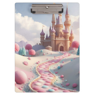 Schneeschloss der rosa Süßigkeitenfee Klemmbrett