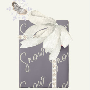 Schneeschrift dusky lila grau, Buttercreme elegant Geschenkpapier