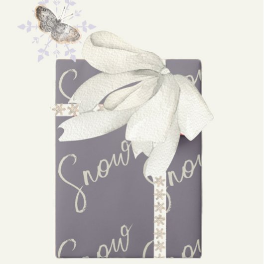 Schneeschrift dusky lila grau, Buttercreme elegant Geschenkpapier