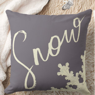 Schneeschrift lila grau, Buttercreme elegante Wind Kissen