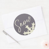 Schneeschrift lila, graue Buttercreme Runder Aufkleber (Umschlag)