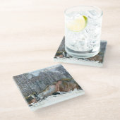 Schneeschube Glasuntersetzer (Schrägansicht)