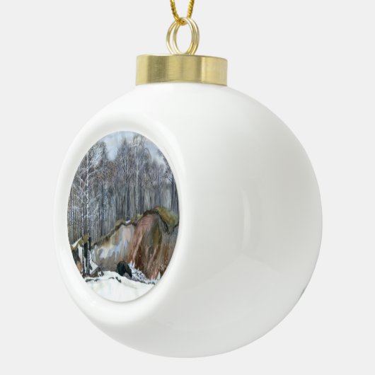 Schneeschube Keramik Kugel-Ornament (Rechts)