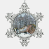 Schneeschube Schneeflocken Zinn-Ornament (Vorderseite)