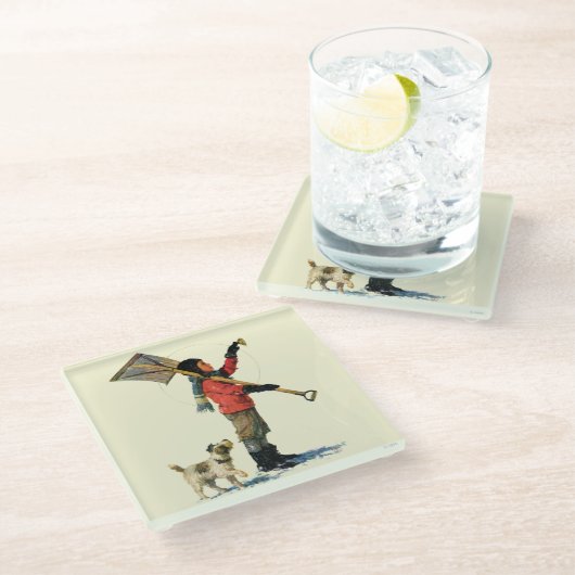 Schneeschuh Glasuntersetzer (Schrägansicht)