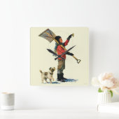 Schneeschuh Quadratische Wanduhr (Zuhause)