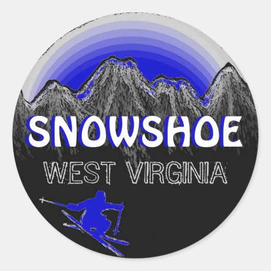 Schneeschuh West Virginia blaue Skitouren Runder Aufkleber (Vorderseite)