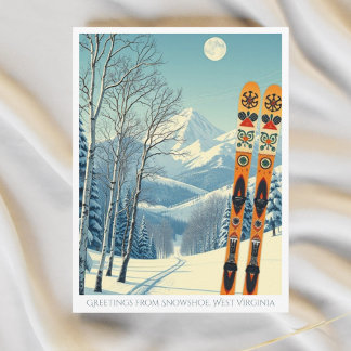 Schneeschuh West Virginia USA Skiurlaub Postcard Postkarte