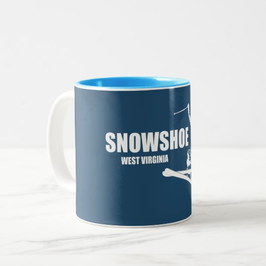 Schneeschuhberg West Virginia Skier Zweifarbige Tasse (Vorderseite Links)