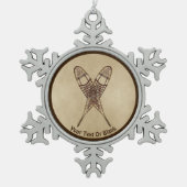 Schneeschuhe für altes Papier Schneeflocken Zinn-Ornament (Vorderseite)