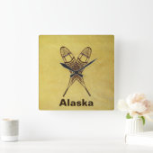 Schneeschuhe Quadratische Wanduhr (Zuhause)