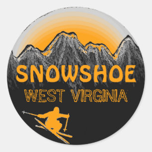 Schneeschuhe West Virginia Orangen-Skispass Runder Aufkleber