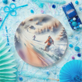 Schneeschuhfahrer im Wasser Pappteller (Party)