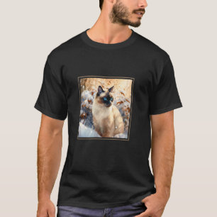 Schneeschuhkatze Garten Blumen Malerei Haustier Ma T-Shirt