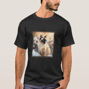 Schneeschuhkatze Garten Blumen Malerei Haustier Ma T-Shirt